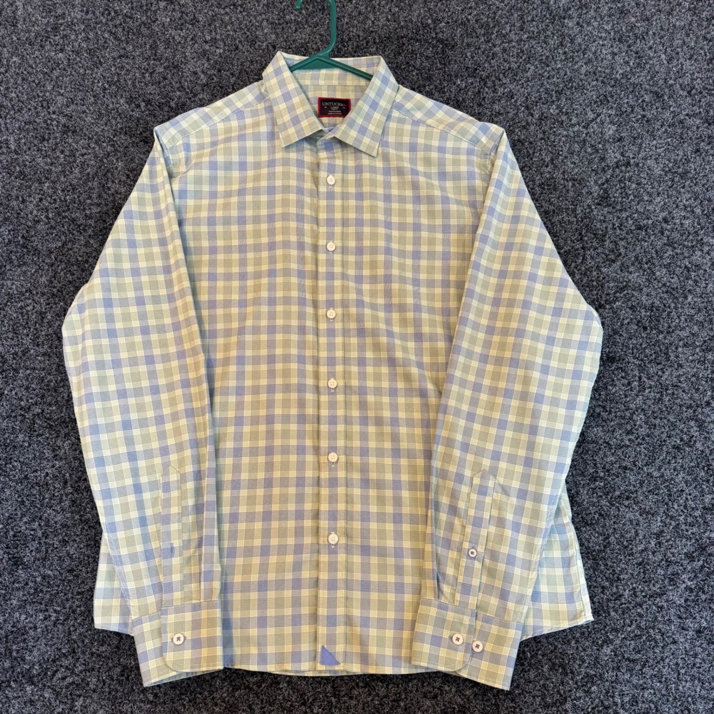 UNTUCKit Fabbro‎ Plaid Long Sleeve Slim Fit Button Down Shirt Men Large